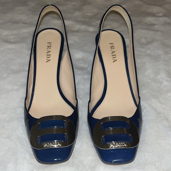 🔥 PRADA Luxury Blue Patent Leather Heels w/Buckle size: 39  🔥 - Picture 10 of 17